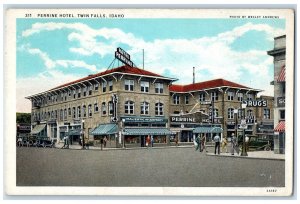 Twin Falls Idaho ID Postcard Perrine Hotel Roadside Business Section c1920's