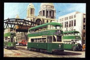 tm6644 - Liverpool Trams at St.James Street - Artist - G.S.Cooper - postcard