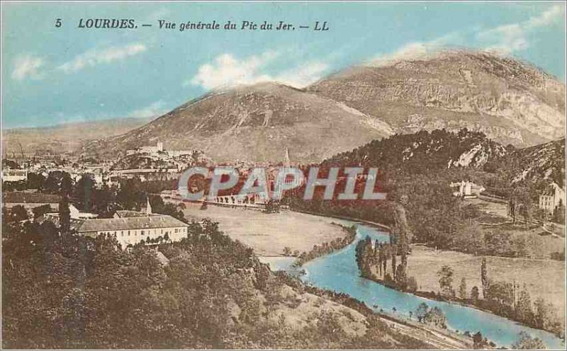 Old Postcard Lourdes Vue Generale du Jer LL Peak