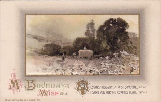 My Birthday Wish Landscape Scene Winsch 1910