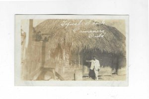 Vtg 1918-1930 AZO RPPC Typical Shack, Caimanera, Cuba Photo Postcard