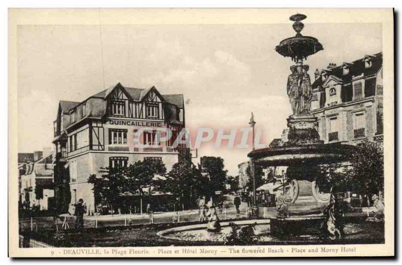 Old Postcard Deauville Fleurie Beach Place Hotel and Morny