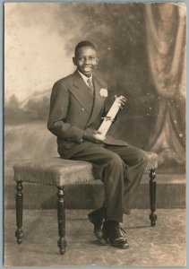 AFRICAN AMERICAN BOY ANTIQUE REAL PHOTO 4.5 x 6.5