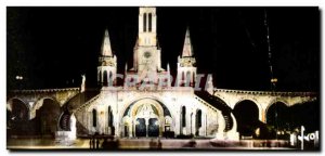 Old Postcard Lourdes Basilica Illuminee