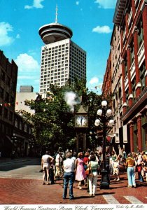 CONTINENTAL SIZE POSTCARD GASTOWN STEAM CLOCK VANCOUVER BRITISH COLUMBIA 1970s