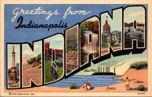 Indiana Greetings From Indianapolis Large Letter Linen Curteich