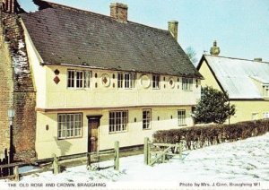 Braughing Rose & Crown Pub Inn Snow Xmas Hertfordshire Womens Institute Postcard