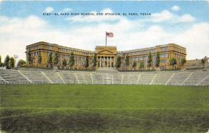 El Paso Texas High School & Stadium~1940s Henry S. Beach Dist Postcard