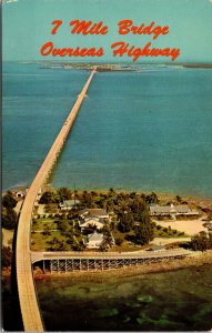 Vtg 1950s 7 Mile Bridge Overseas Highway Key West Florida FL Unused Postcard