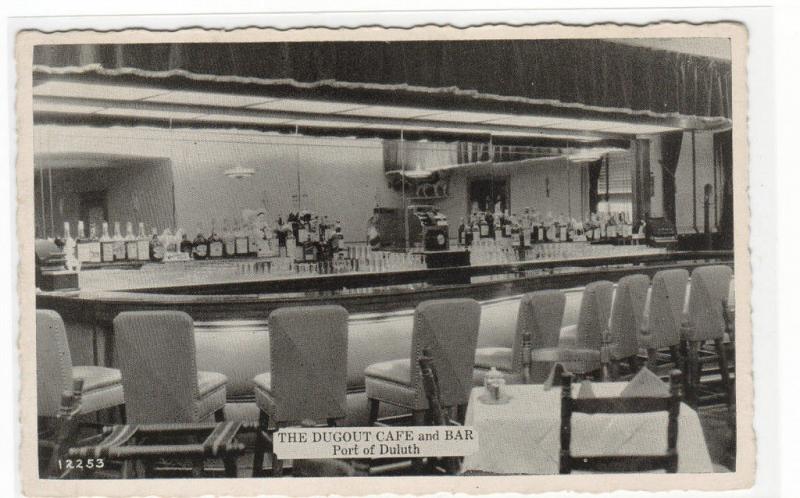 Dugout Cafe & Bar Interior Port of Duluth Minnesota 1950s postcard