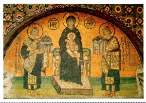 Turkey Istanbul The Haghia Sophia Museum Mosaic Virgin Mary On Throne With In...