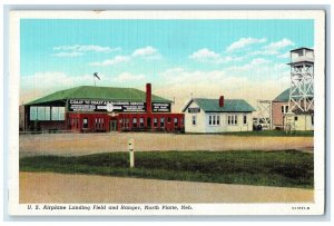 c1940s U.S. Airplane Landing Field And Hanger North Platte Nebraska NE Postcard