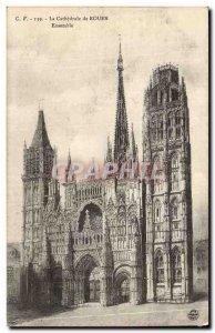 Rouen Cathedral Postcard Old Together