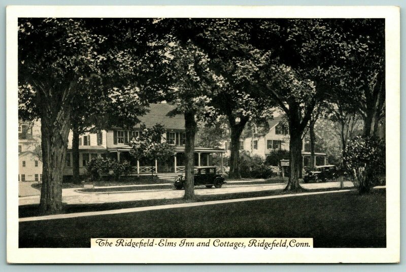 Ridgefield Elms Hotel Connecticut~Cottages Between Trees~1930s Cars~Lumitone PC 