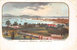 AUCKLAND HARBOR NEW ZEALAND POSTCARD (c. 1905)