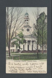 Post Card 1907 Concord Ma Antique Photoview Unitarian Church UDB