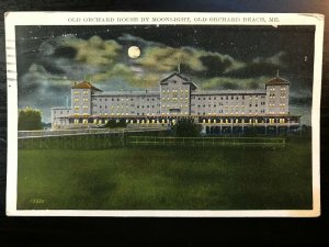 Vintage Postcard 1929 Old Orchard House Moonlight Old Orchard Beach Maine