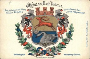 Stadt Doberan Germany Heraldic Deer Swan Insignia c1905 Vintage Postcard