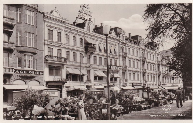 Malmo Gustav Adolfs Torg Sweden Rare Real Photo Postcard