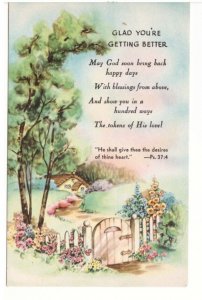Glad You're Getting Better, Flowers, Rural Scene, Vintage Greetings Postcard
