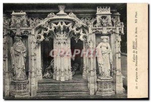 Old Postcard Brou Church figures of Mausolus of Philibert le Beau