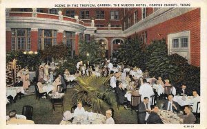Dining Outdoors Tropical Garden Nueces Hotel Corpus Christi Texas 1920s postcard
