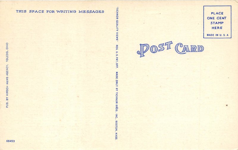 Toledo Ohio 1940s Postcard Commodore Perry Hotel 