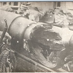 c1910s WWI Artillery RPPC Blown Apart Real Photo Postcard War Shell Missile A85