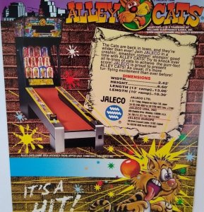 Alley Cats Arcade Game Flyer Ball Bowler Target Knock Down 1994 Promo 8.5 x 11