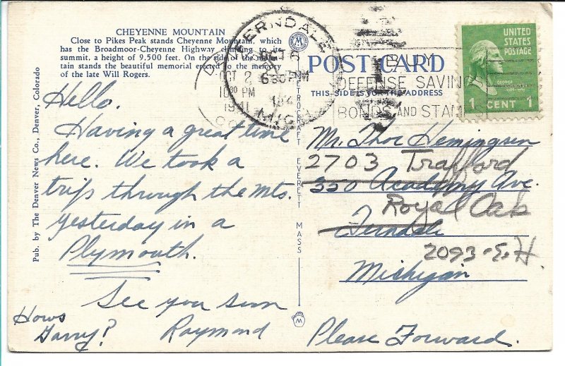 Colorado Springs, CO - Cheyenne Mountain - 1941