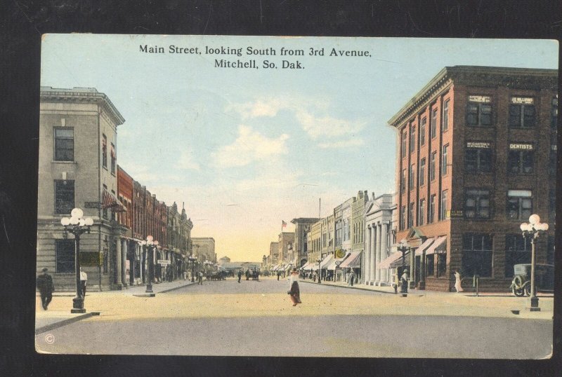 MITCHELL SOUTH DAKOTA SD DOWNTOWN MAIN STREET SCENE SD VINTAGE POSTCARD