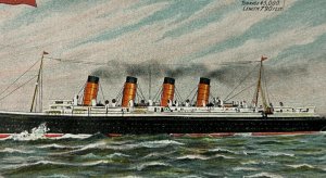 RMS Mauretania Ocean Liner Royal Navy Vintage Postcard WWI Era