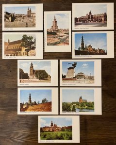 10 views of Poland Warsaw Krakow Gniezno Czestochowa pictorial cards 