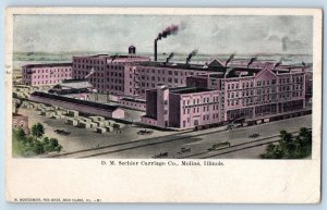 Moline Illinois IL Postcard D.M. Sechler Carriage Co. 1909 Posted Antique