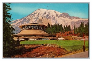 Visitor Center Mt. Rainier National Park Vintage Standard View Postcard Old Cars 