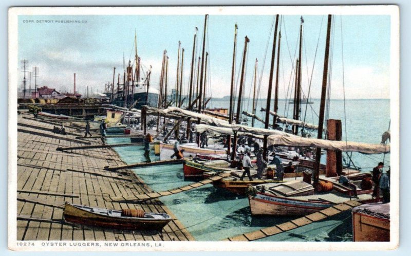 NEW ORLEANS, Louisiana LA ~ Boats OYSTER LUGGERS 1910s Detroit Phostint Postcard
