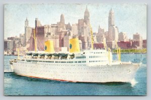 MS Gripsholm Swedish American Line Postcard New York City Skyline