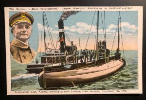 Mint England Picture Postcard PPC The German U boat Deutschland & Capt Koening