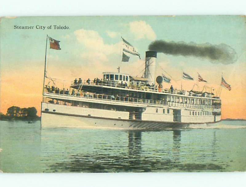 Pre-chrome CITY OF TOLEDO SHIP BOAT Toledo Ohio OH AF5078