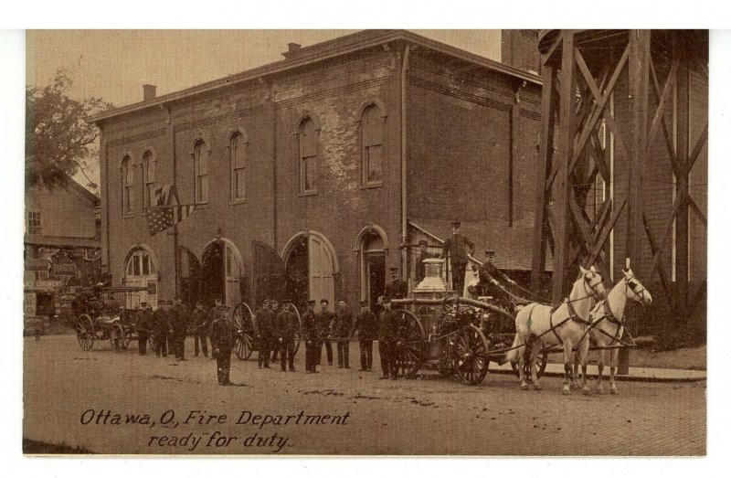 OH - Ottawa. Ottawa Fire Station, Apparatus & Firemen