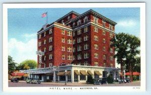 WAYCROSS, GA Georgia ~ HOTEL WARE ~ Street Scene c1930s Cars Roadside  Postcard