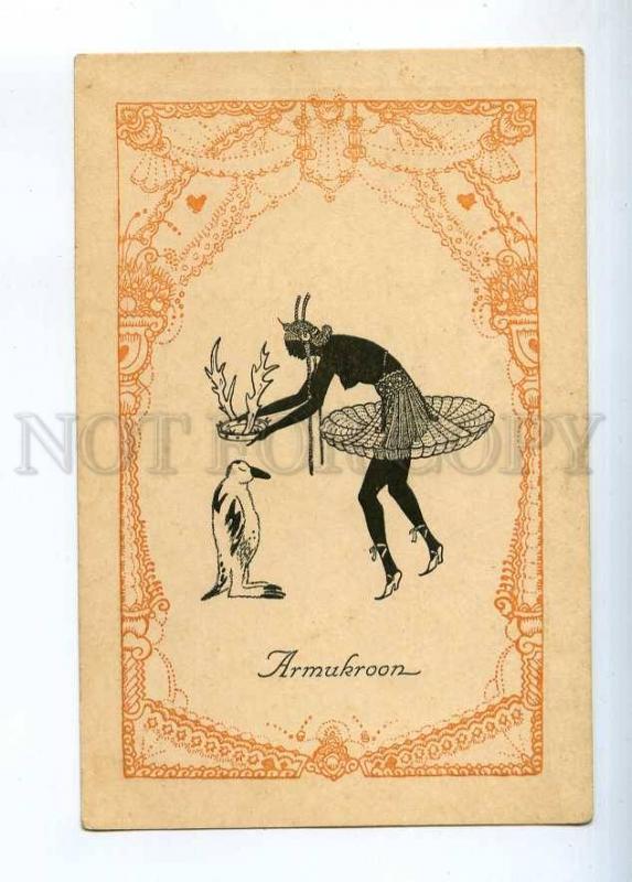 233205 ART NOUVEAU Crown SILHOUETTE Nude Dancer PENGUIN old