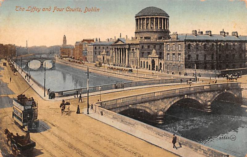 Liffey and Four Courts Dublin Ireland Unused 