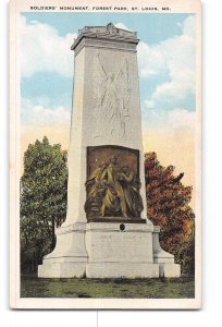 St Louis Missouri MO Postcard 1915-1930 Forest Park Soldiers Monument