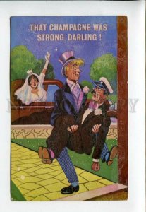 3160561 WEDDING COMIC Drunk groom Vintage Color PC