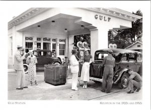 REPRO Houston, Texas GULF GAS STATION~1932 Kelvinator Frig ROADSIDE 4X6 Postcard