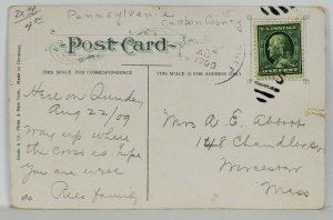 Mauch Chuck from the Mountain Road 1909 to Worcester Mass Postcard R20