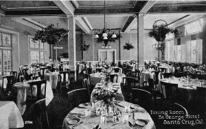 H27/ Santa Cruz California Postcard c1910 Dining Room Interior St George Hotel