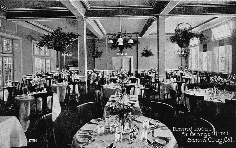 H27/ Santa Cruz California Postcard c1910 Dining Room Interior St George Hotel