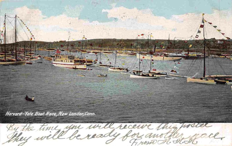 Harvard Yale Boat Race New London Connecticut 1905 postcard